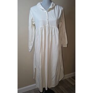 Vtg Cuddl Duds Cottagecore Prairie Nightgown Lace Pearl Collar Long Sleeve cozy